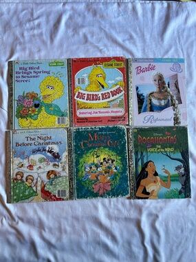 Little Golden Book Lot: Big Bird, Christmas, Pocahontas, Barbie